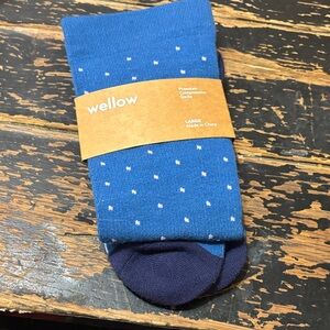 Wellow Men's Blue Polka Dot Compression Socks